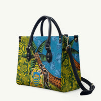 Tuvalu and Australia Together Leather Bag Tapa Pattern and Aboriginal mix Culture LT03 Multicolor - Polynesian Pride