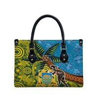 Tuvalu and Australia Together Leather Bag Tapa Pattern and Aboriginal mix Culture LT03 - Polynesian Pride