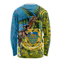 Tuvalu and Australia Together Long Sleeve Shirt Tapa Pattern and Aboriginal mix Culture LT03 - Polynesian Pride