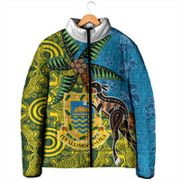 Tuvalu and Australia Together Padded Jacket Tapa Pattern and Aboriginal mix Culture LT03 - Polynesian Pride