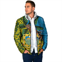 Tuvalu and Australia Together Padded Jacket Tapa Pattern and Aboriginal mix Culture LT03 - Polynesian Pride