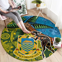 Tuvalu and Australia Together Round Carpet Tapa Pattern and Aboriginal mix Culture LT03 - Polynesian Pride