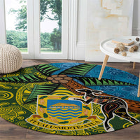 Tuvalu and Australia Together Round Carpet Tapa Pattern and Aboriginal mix Culture LT03 - Polynesian Pride