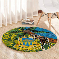 Tuvalu and Australia Together Round Carpet Tapa Pattern and Aboriginal mix Culture LT03 - Polynesian Pride