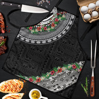 Fiji Hibiscus Apron Tapa Masi Motifs with Tropical Plants LT03 Black - Polynesian Pride