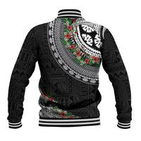 Fiji Hibiscus Baseball Jacket Tapa Masi Motifs with Tropical Plants LT03 - Polynesian Pride