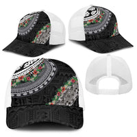 Fiji Hibiscus Baseball Net Cap Tapa Masi Motifs with Tropical Plants LT03 - Polynesian Pride