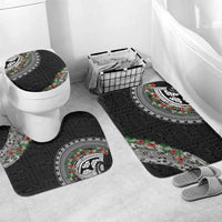 Fiji Hibiscus Bathroom Set Tapa Masi Motifs with Tropical Plants LT03 Mat Set Only (3 pcs) One Size Black - Polynesian Pride