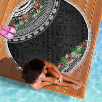 Fiji Hibiscus Beach Blanket Tapa Masi Motifs with Tropical Plants LT03 - Polynesian Pride