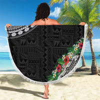 Fiji Hibiscus Beach Blanket Tapa Masi Motifs with Tropical Plants LT03 - Polynesian Pride