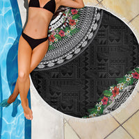 Fiji Hibiscus Beach Blanket Tapa Masi Motifs with Tropical Plants LT03 - Polynesian Pride