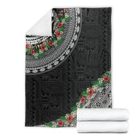 Fiji Hibiscus Blanket Tapa Masi Motifs with Tropical Plants LT03 - Polynesian Pride