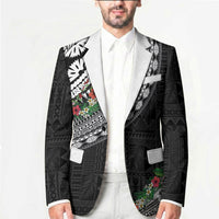 Fiji Hibiscus Blazer Tapa Masi Motifs with Tropical Plants LT03 - Polynesian Pride