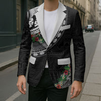 Fiji Hibiscus Blazer Tapa Masi Motifs with Tropical Plants LT03 - Polynesian Pride