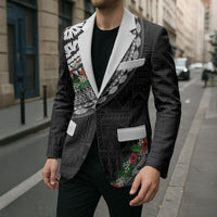 Fiji Hibiscus Blazer Tapa Masi Motifs with Tropical Plants LT03 - Polynesian Pride