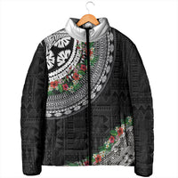 Fiji Hibiscus Padded Jacket Tapa Masi Motifs with Tropical Plants LT03 - Polynesian Pride