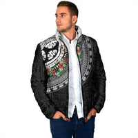 Fiji Hibiscus Padded Jacket Tapa Masi Motifs with Tropical Plants LT03 - Polynesian Pride