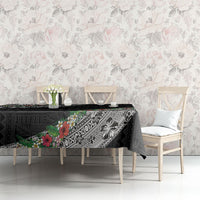Fiji Hibiscus Tablecloth Tapa Masi Motifs with Tropical Plants LT03 - Polynesian Pride