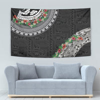 Fiji Hibiscus Tapestry Tapa Masi Motifs with Tropical Plants LT03 - Polynesian Pride