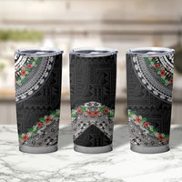 Fiji Hibiscus Tumbler Cup Tapa Masi Motifs with Tropical Plants LT03 - Polynesian Pride