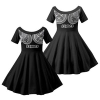 Samoa Traditional Tattoo Family Matching Mermaid Dress and Hawaiian Shirt Tribal Tatau Pattern LT03 Daughter's Dress Black - Polynesian Pride