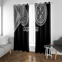 Samoa Traditional Tattoo Window Curtain Tribal Tatau Pattern LT03 With Grommets Black - Polynesian Pride