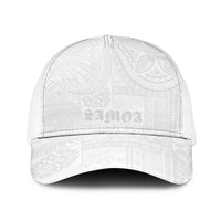 Samoa Lotu Tamaiti Baseball Net Cap Tribal Tatau with Siapo Pattern LT03 One Size White White - Polynesian Pride