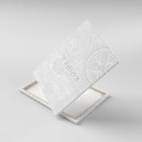 Samoa Lotu Tamaiti Canvas Wall Art Tribal Tatau with Siapo Pattern LT03 With Frame White - Polynesian Pride