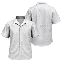 Samoa Lotu Tamaiti Family Matching Short Sleeve Bodycon Dress and Hawaiian Shirt Tribal Tatau with Siapo Pattern LT03 Son's Shirt White - Polynesian Pride