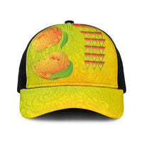 Hawaiian Mango Baseball Net Cap Polynesian Art Pattern and Kakau Tattoo LT03 One Size Black Yellow - Polynesian Pride