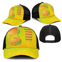 Hawaiian Mango Mesh Trucker Cap Polynesian Art Pattern and Kakau Tattoo LT03 - Polynesian Pride