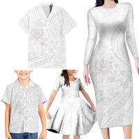 Tonga Faka Sepitema Family Matching Long Sleeve Bodycon Dress and Hawaiian Shirt Ngatu Pattern with Plumeria and Hibiscus LT03 - Polynesian Pride