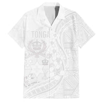 Tonga Faka Sepitema Family Matching Short Sleeve Bodycon Dress and Hawaiian Shirt Ngatu Pattern with Plumeria and Hibiscus LT03 Dad's Shirt - Short Sleeve White - Polynesian Pride