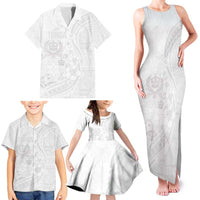 Tonga Faka Sepitema Family Matching Tank Maxi Dress and Hawaiian Shirt Ngatu Pattern with Plumeria and Hibiscus LT03 - Polynesian Pride