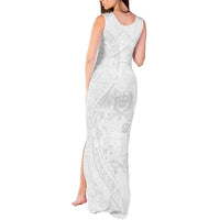Tonga Faka Sepitema Tank Maxi Dress Ngatu Pattern with Plumeria and Hibiscus