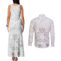 Tonga Faka Sepitema Couples Matching Tank Maxi Dress and Long Sleeve Button Shirt Ngatu and Floral Pattern with Blooming Hibiscus LT03 - Polynesian Pride