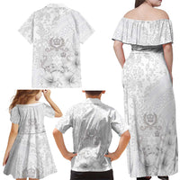 Tonga Faka Sepitema Family Matching Off Shoulder Maxi Dress and Hawaiian Shirt Ngatu and Floral Pattern with Blooming Hibiscus LT03 - Polynesian Pride