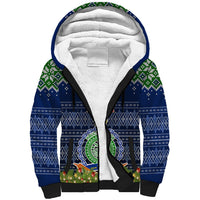 Niue Christmas Sherpa Hoodie Coat of Arms and Map Beautiful Merry Xmas Snowflake LT03 Unisex Blue - Polynesian Pride