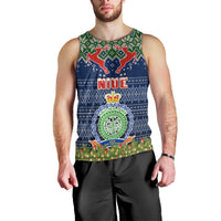 Personalised Niue Christmas Men Tank Top Coat of Arms and Map Beautiful Merry Xmas Snowflake LT03 - Polynesian Pride