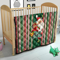 Kiribati Christmas Quilt Santa With Gift Bag Behind Ribbons Seamless Green Maori LT03 - Polynesian Pride