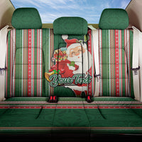 Custom Kiribati Christmas Back Car Seat Cover Santa With Gift Bag Behind Ribbons Seamless Green Maori LT03 One Size Green - Polynesian Pride