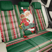 Custom Kiribati Christmas Back Car Seat Cover Santa With Gift Bag Behind Ribbons Seamless Green Maori LT03 - Polynesian Pride