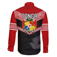 Tonga Family Matching Off Shoulder Short Dress and Hawaiian Shirt Tonga Coat of Arms with Seamless Tapa Ngatu Pattern LT03 - Polynesian Pride