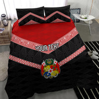 Personalised Tonga Bedding Set Tonga Coat of Arms with Seamless Tapa Ngatu Pattern LT03 - Polynesian Pride