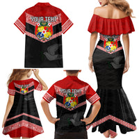 Personalised Tonga Family Matching Mermaid Dress and Hawaiian Shirt Tonga Coat of Arms with Seamless Tapa Ngatu Pattern LT03 - Polynesian Pride
