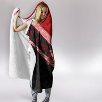 Tonga Christmas Hooded Blanket Tongan Coat of Arms Santa With Ngatu Pattern Christmas Red Style LT03 - Polynesian Pride