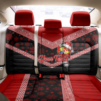 Personalised Tonga Christmas Back Car Seat Cover Tongan Coat of Arms Santa With Ngatu Pattern Christmas Red Style LT03 - Polynesian Pride