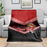 Personalised Tonga Christmas Blanket Tongan Coat of Arms Santa With Ngatu Pattern Christmas Red Style LT03 - Polynesian Pride