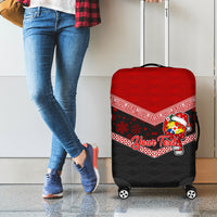 Personalised Tonga Christmas Luggage Cover Tongan Coat of Arms Santa With Ngatu Pattern Christmas Red Style LT03 - Polynesian Pride