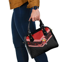 Personalised Tonga Christmas Shoulder Handbag Tongan Coat of Arms Santa With Ngatu Pattern Christmas Red Style LT03 - Polynesian Pride